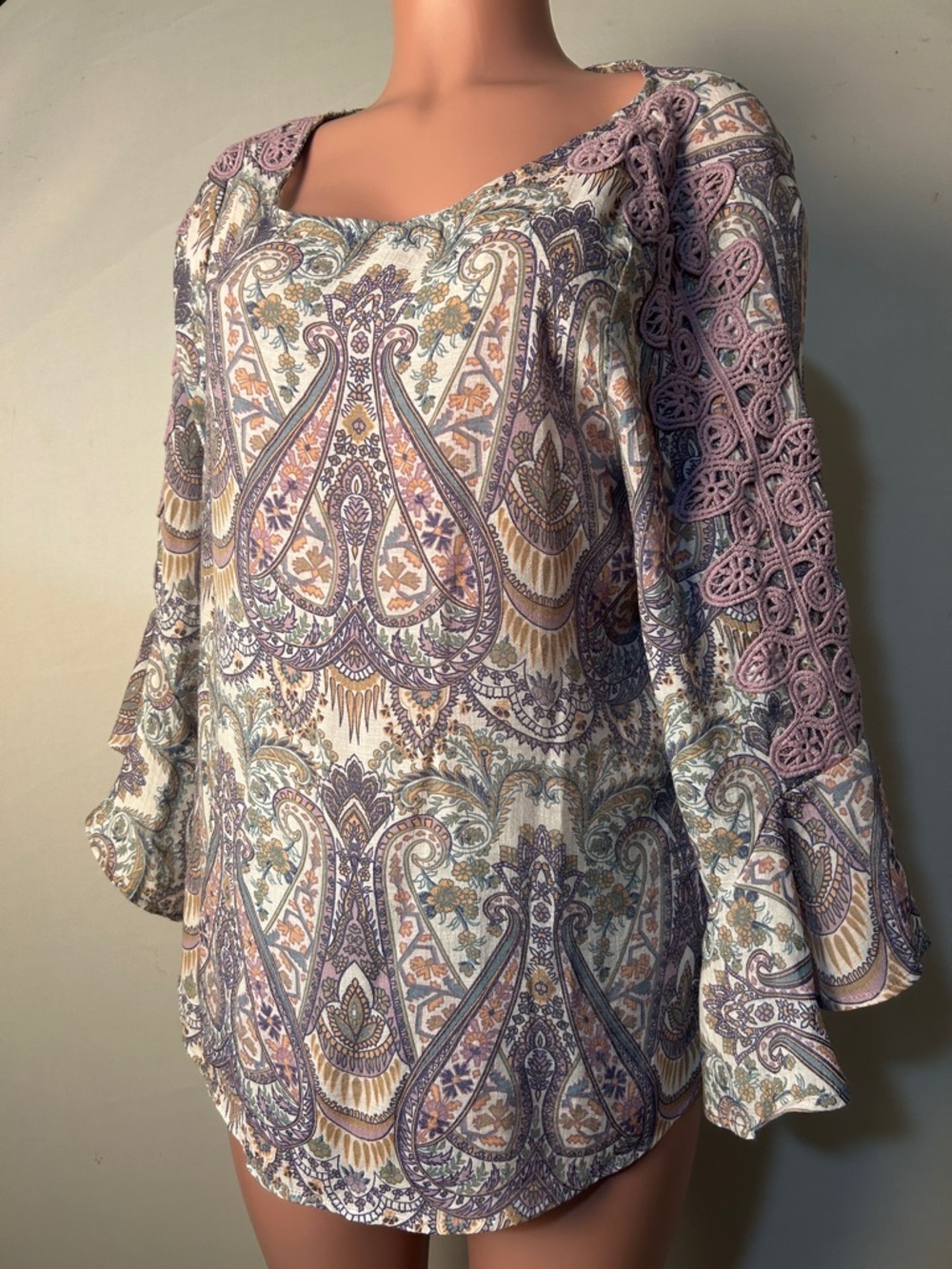 Hope & Harlow Women's Peasant Top Blouse Shirt Boho Flared Sleeves Sz 1X